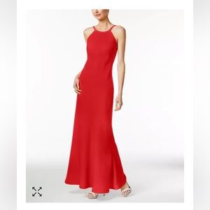Calvin Klein Red Open Back Halter Dress | Gown Size 4